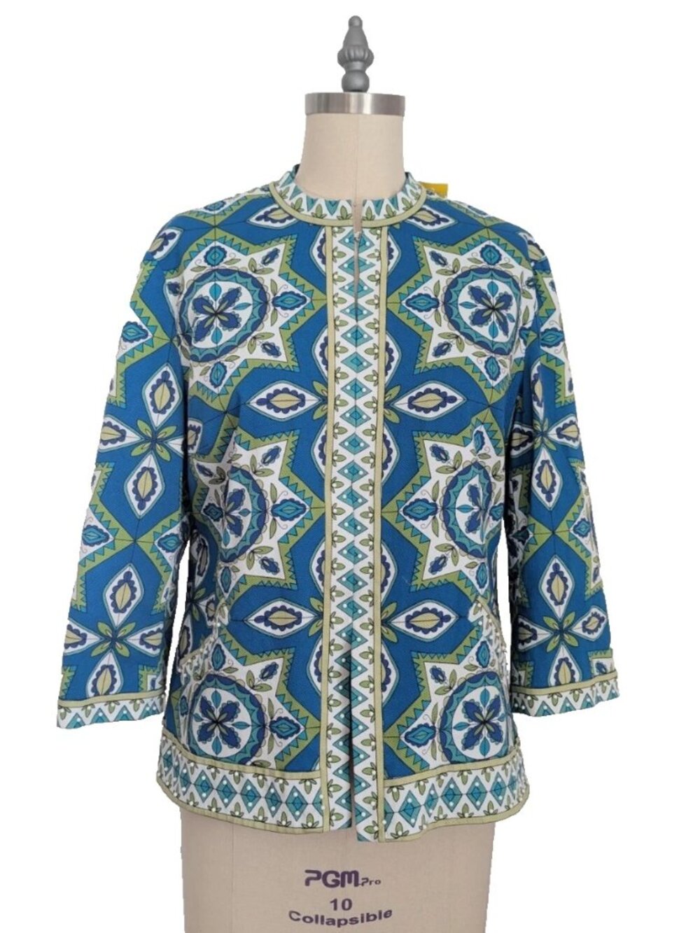 Retro 70s Print Jacket by Chico's Sz 2 M Kaleidoscope Print 60s Fashion Cotton